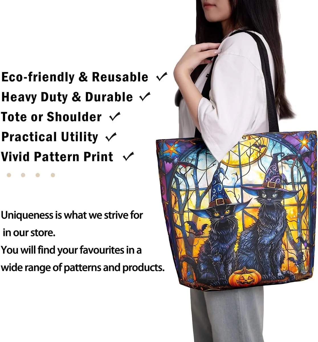 Castle Fairy Gothic Canvas Tote Bag Aesthetic for Women Girls,Sun Moon Halloween Reusable Grocery Handbag