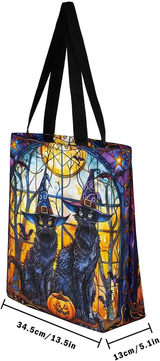 Castle Fairy Gothic Canvas Tote Bag Aesthetic for Women Girls,Sun Moon Halloween Reusable Grocery Handbag