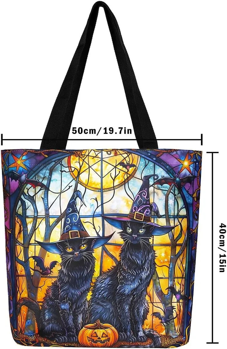 Castle Fairy Gothic Canvas Tote Bag Aesthetic for Women Girls,Sun Moon Halloween Reusable Grocery Handbag