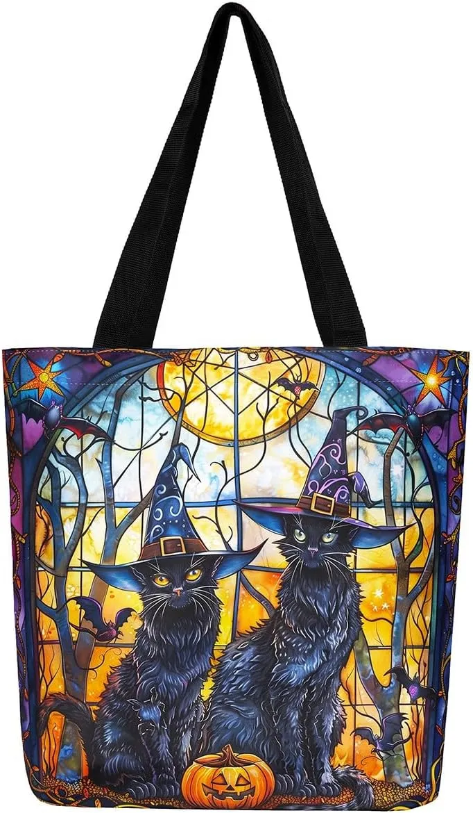 Castle Fairy Gothic Canvas Tote Bag Aesthetic for Women Girls,Sun Moon Halloween Reusable Grocery Handbag