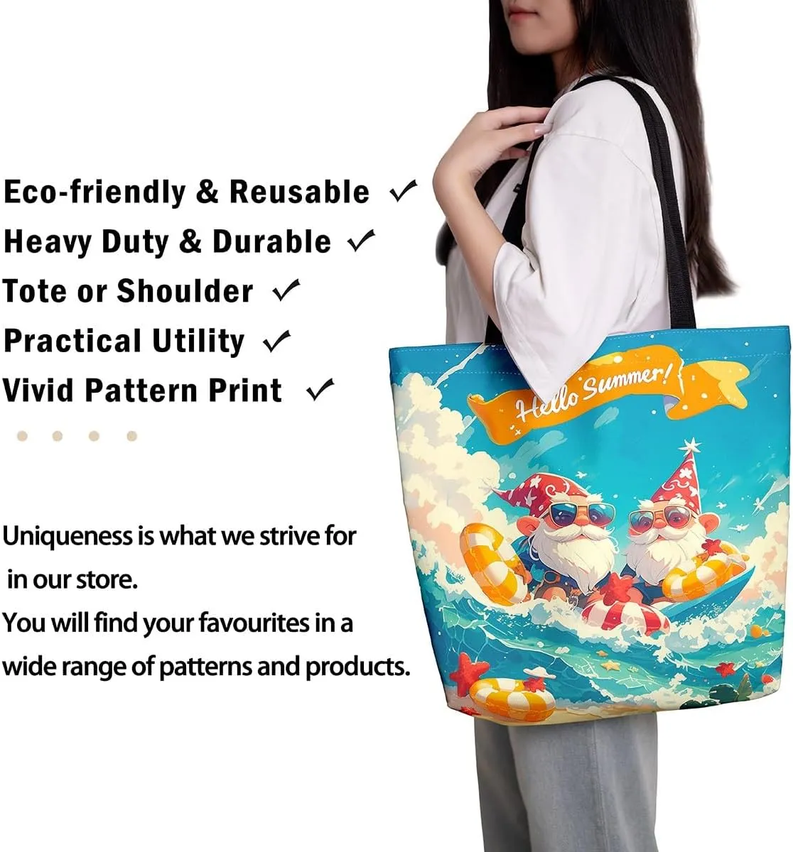 Castle Fairy Kids Teens Canvas Tote Bag Aesthetic for Women Girls,Colorful Animals Floral Reusable Grocery Handbag