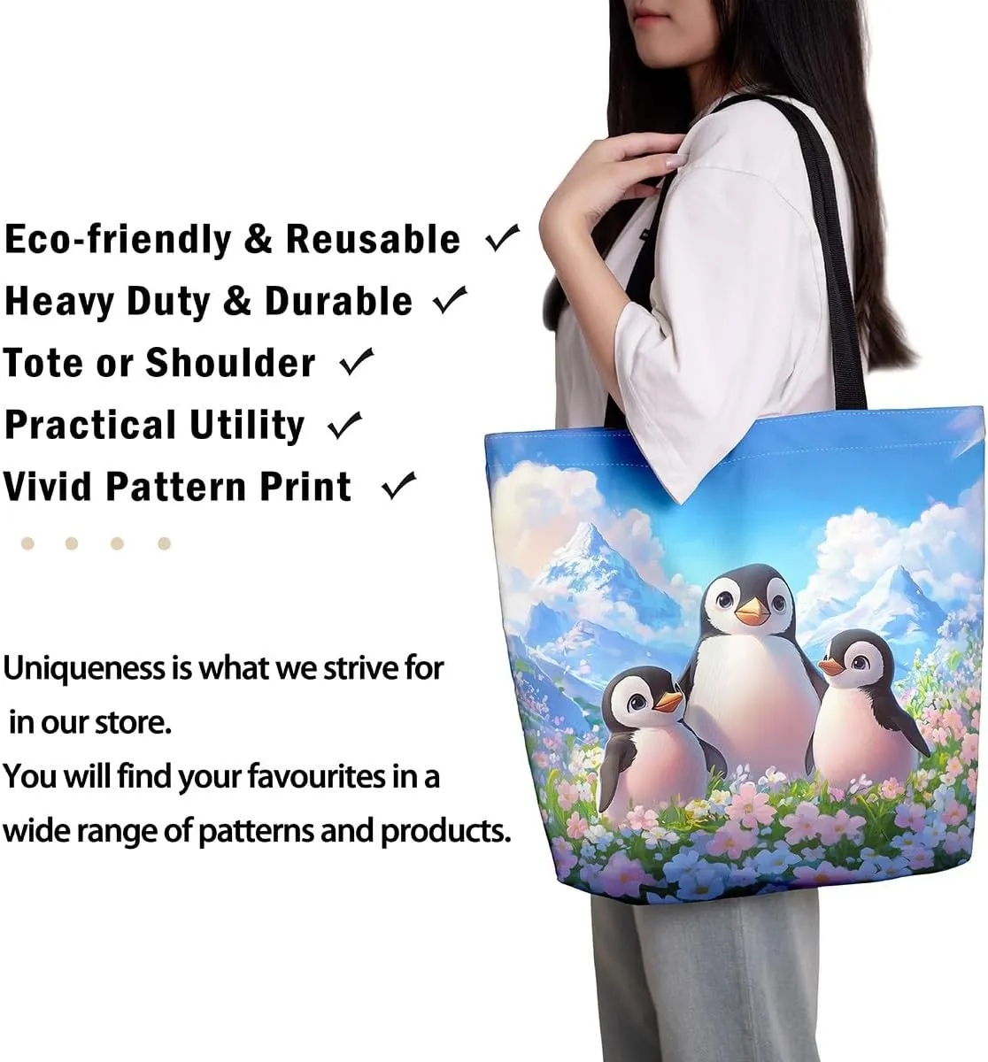 Castle Fairy Polar Bear Canvas Tote Bag for Adults