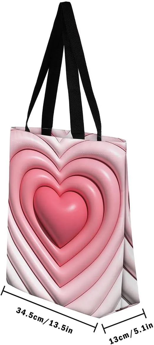 Castle Fairy Princess Canvas Tote Bag, 3D Geometry Pink Aesthetic Shoulder Handbags,Cartoon Animals Tote Bag Reusable Handbag