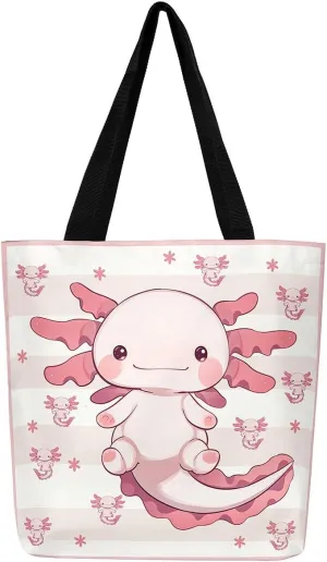 Castle Fairy Princess Canvas Tote Bag, 3D Geometry Pink Aesthetic Shoulder Handbags,Cartoon Animals Tote Bag Reusable Handbag
