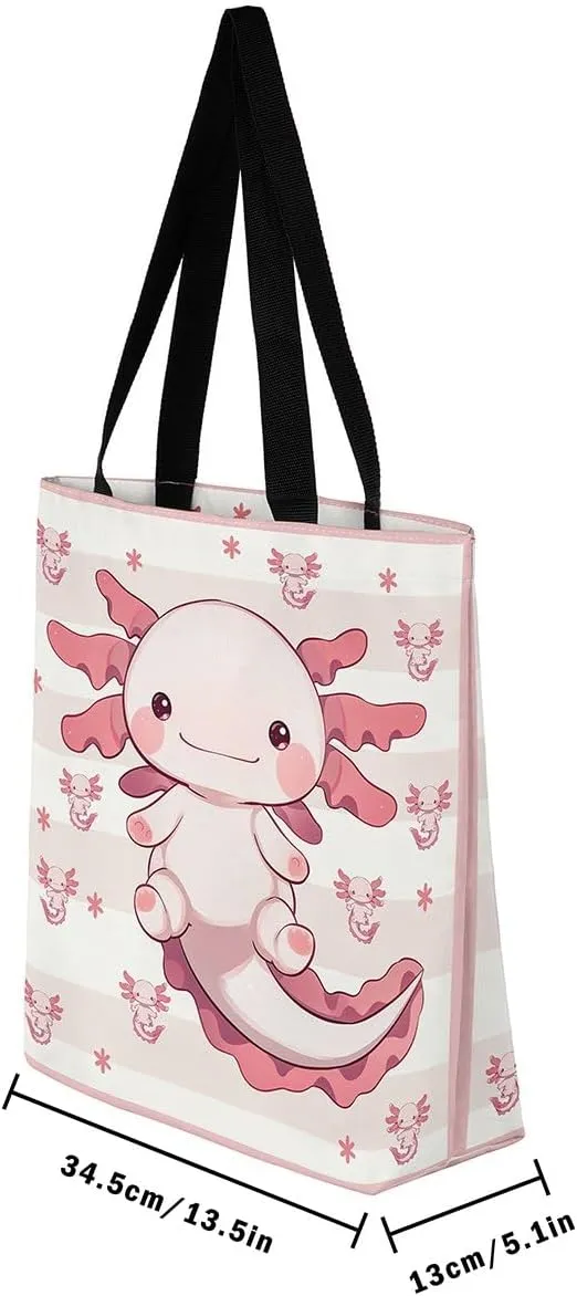 Castle Fairy Princess Canvas Tote Bag, 3D Geometry Pink Aesthetic Shoulder Handbags,Cartoon Animals Tote Bag Reusable Handbag