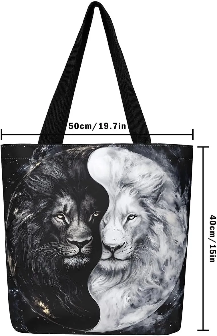 Castle Fairy Tropical African Wildlife Shoulder Handbags for Shopping Gym,Hunting Animal Canvas Tote Bag,Rustic Travel Bag