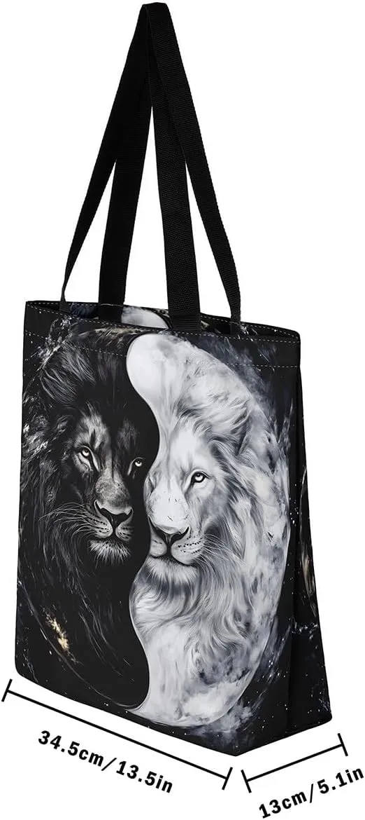 Castle Fairy Tropical African Wildlife Shoulder Handbags for Shopping Gym,Hunting Animal Canvas Tote Bag,Rustic Travel Bag