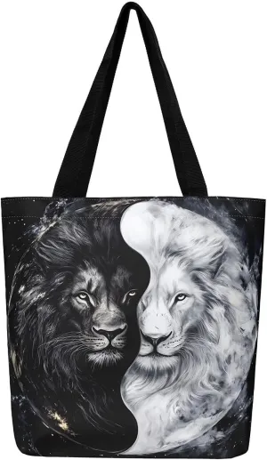 Castle Fairy Tropical African Wildlife Shoulder Handbags for Shopping Gym,Hunting Animal Canvas Tote Bag,Rustic Travel Bag