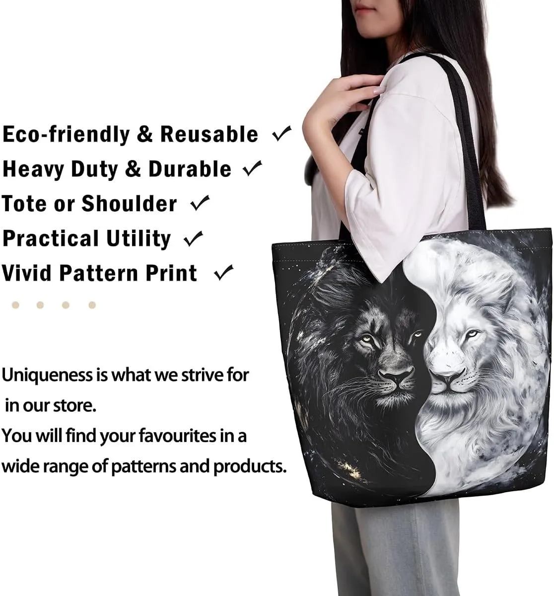 Castle Fairy Tropical African Wildlife Shoulder Handbags for Shopping Gym,Hunting Animal Canvas Tote Bag,Rustic Travel Bag
