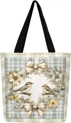Castle Fairy Village Farm Canvas Tote Bag 19.7x5.1 Inch Animals Plants Shoulder Handbags for Shopping Gym