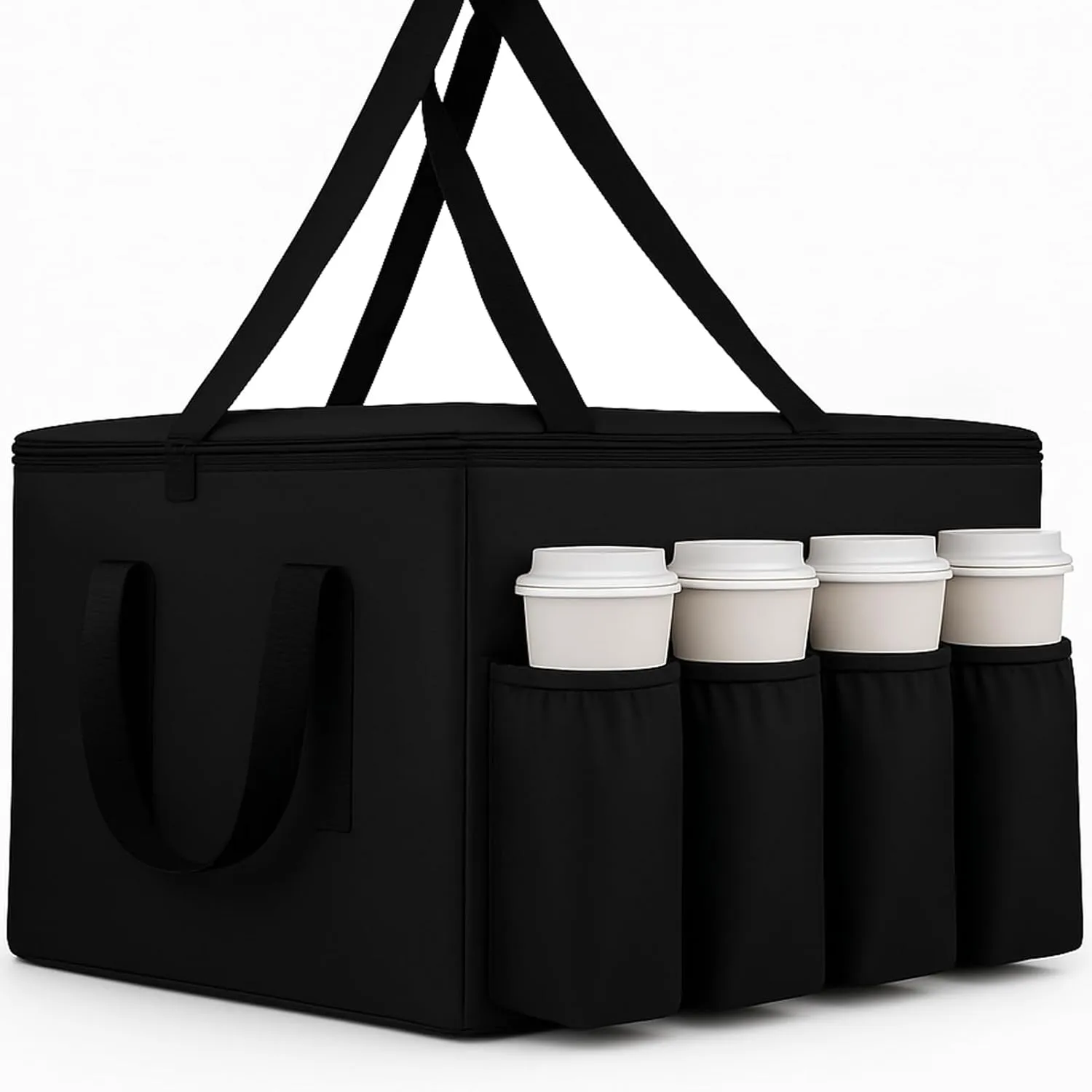 Catering Bag for doordash 22x14x13 hot Boxes Insulated Food Delivery Bag with Cup Holders/Drink Carriers Premium XXL, Great for Beverages, Grocery, Pizza, Commercial Quality Hot and Cold