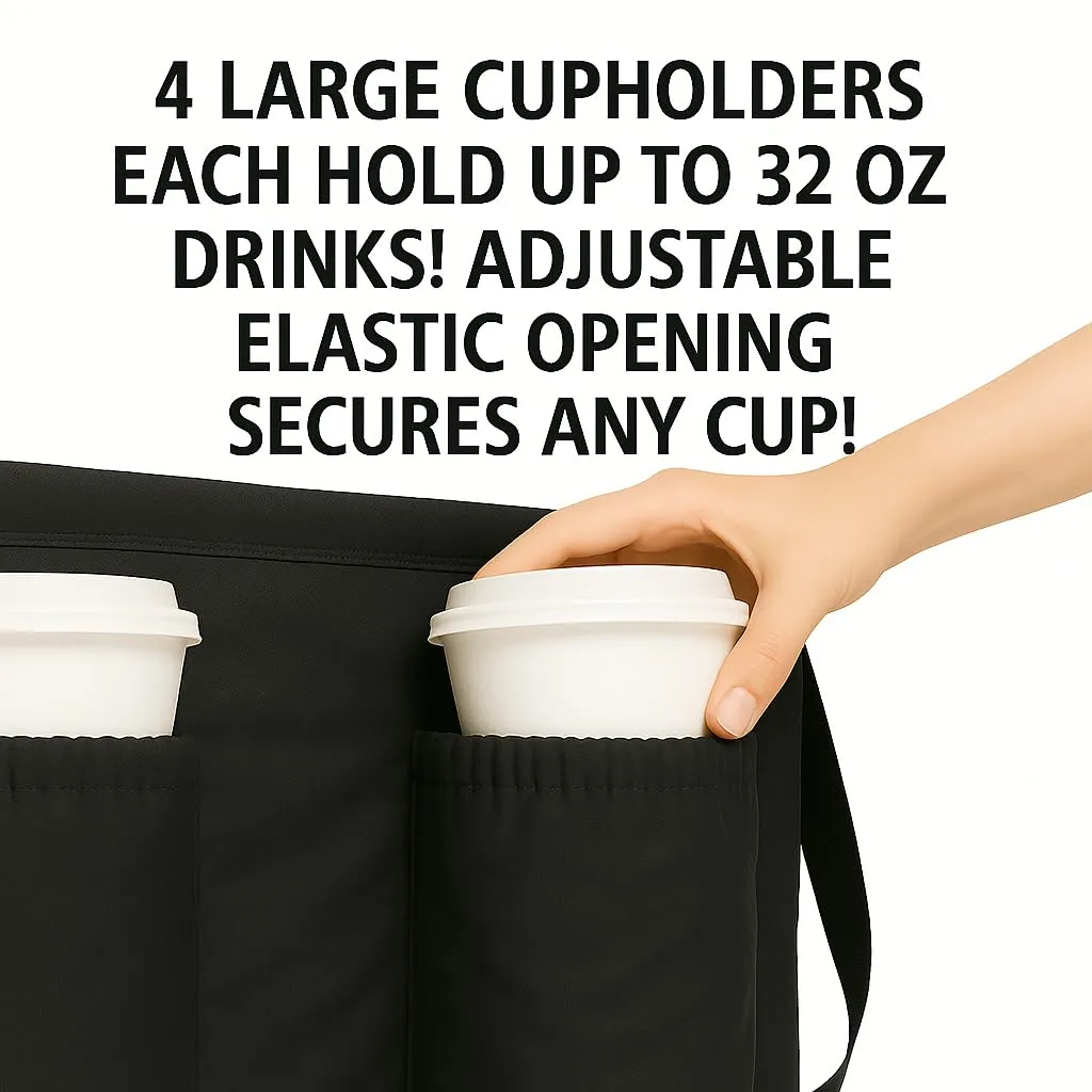 Catering Bag for doordash 22x14x13 hot Boxes Insulated Food Delivery Bag with Cup Holders/Drink Carriers Premium XXL, Great for Beverages, Grocery, Pizza, Commercial Quality Hot and Cold