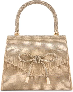 CELINA Rhinestone Covered Bow Detail Evening Clutch Bag