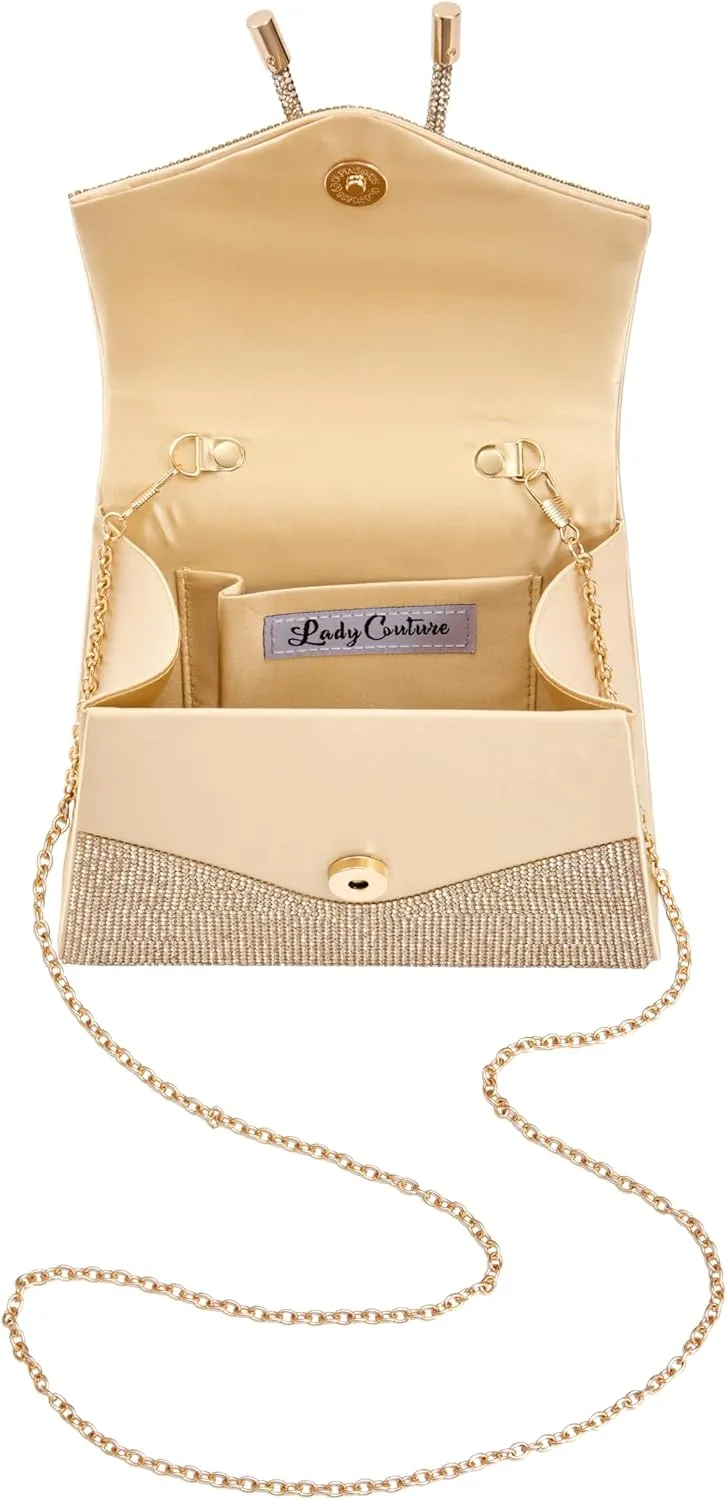 CELINA Rhinestone Covered Bow Detail Evening Clutch Bag