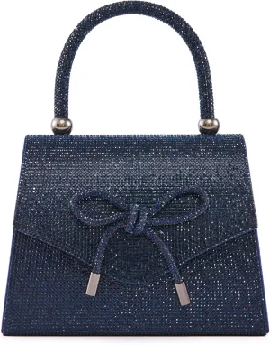 CELINA Rhinestone Covered Bow Detail Evening Clutch Bag