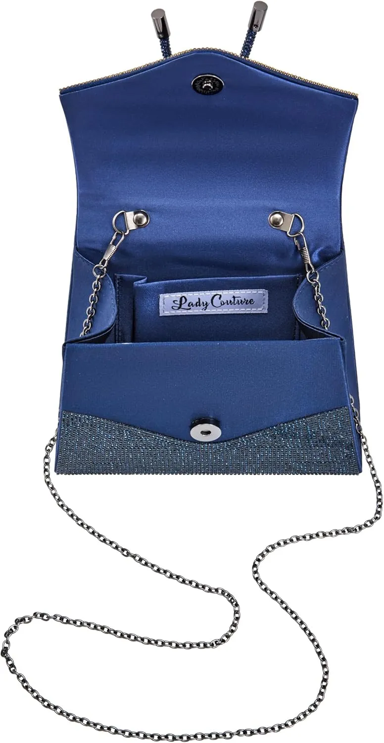 CELINA Rhinestone Covered Bow Detail Evening Clutch Bag