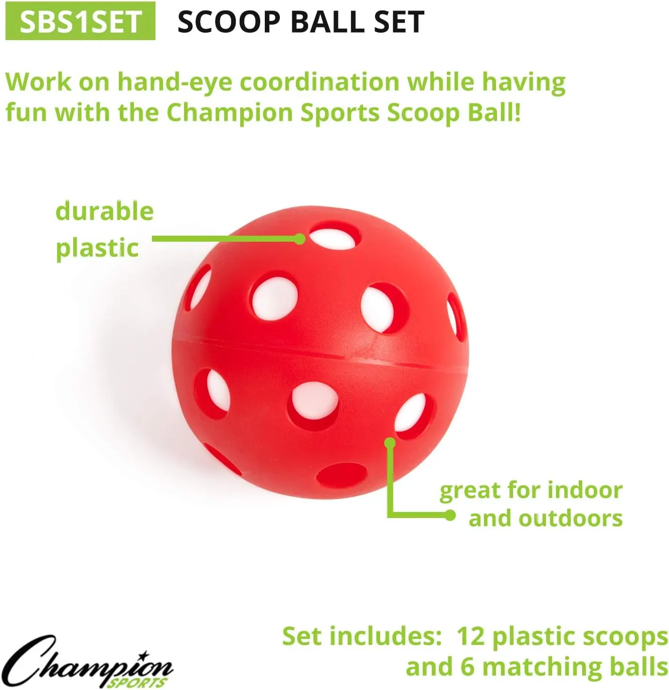 Champion Sports Scoop Ball Game: Classic Kids Outdoor Party Gear for Lawn, Camping & Beach