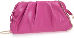 CHARMING TAILOR Chic Soft Vegan Leather Clutch Bag Dressy Pleated PU Evening Purse for Women
