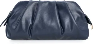 CHARMING TAILOR Chic Soft Vegan Leather Clutch Bag Dressy Pleated PU Evening Purse for Women