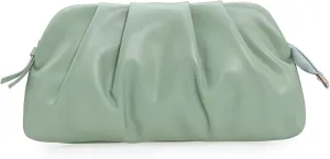 CHARMING TAILOR Chic Soft Vegan Leather Clutch Bag Dressy Pleated PU Evening Purse for Women