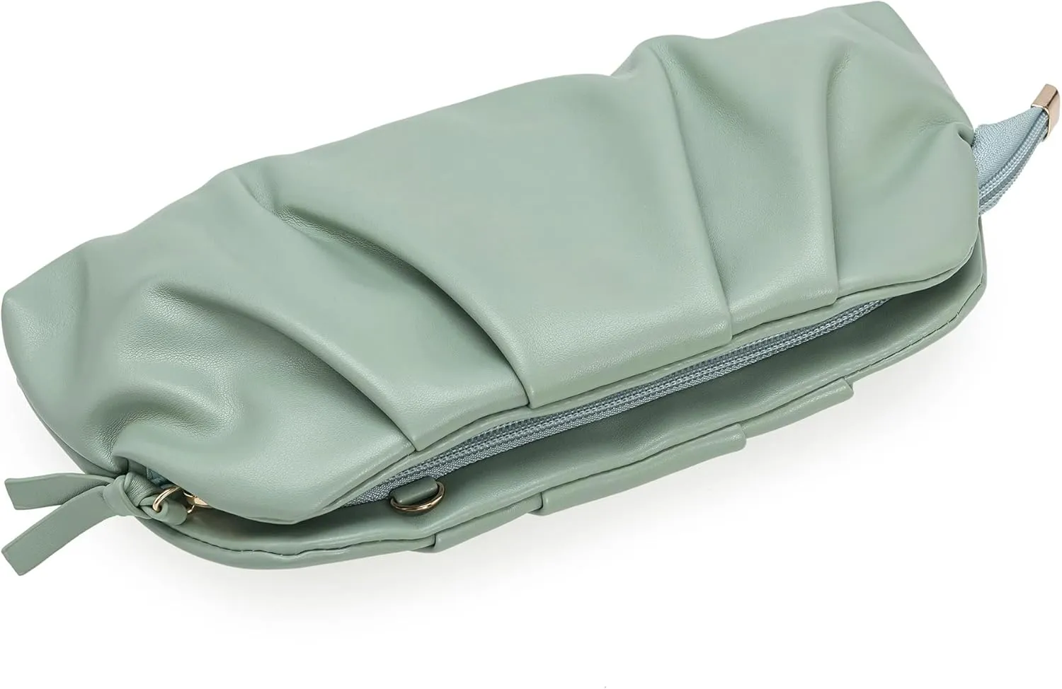 CHARMING TAILOR Chic Soft Vegan Leather Clutch Bag Dressy Pleated PU Evening Purse for Women