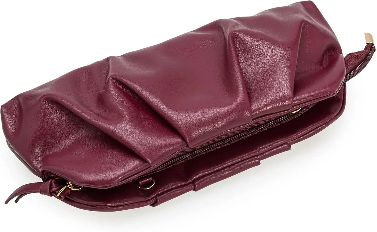 CHARMING TAILOR Chic Soft Vegan Leather Clutch Bag Dressy Pleated PU Evening Purse for Women