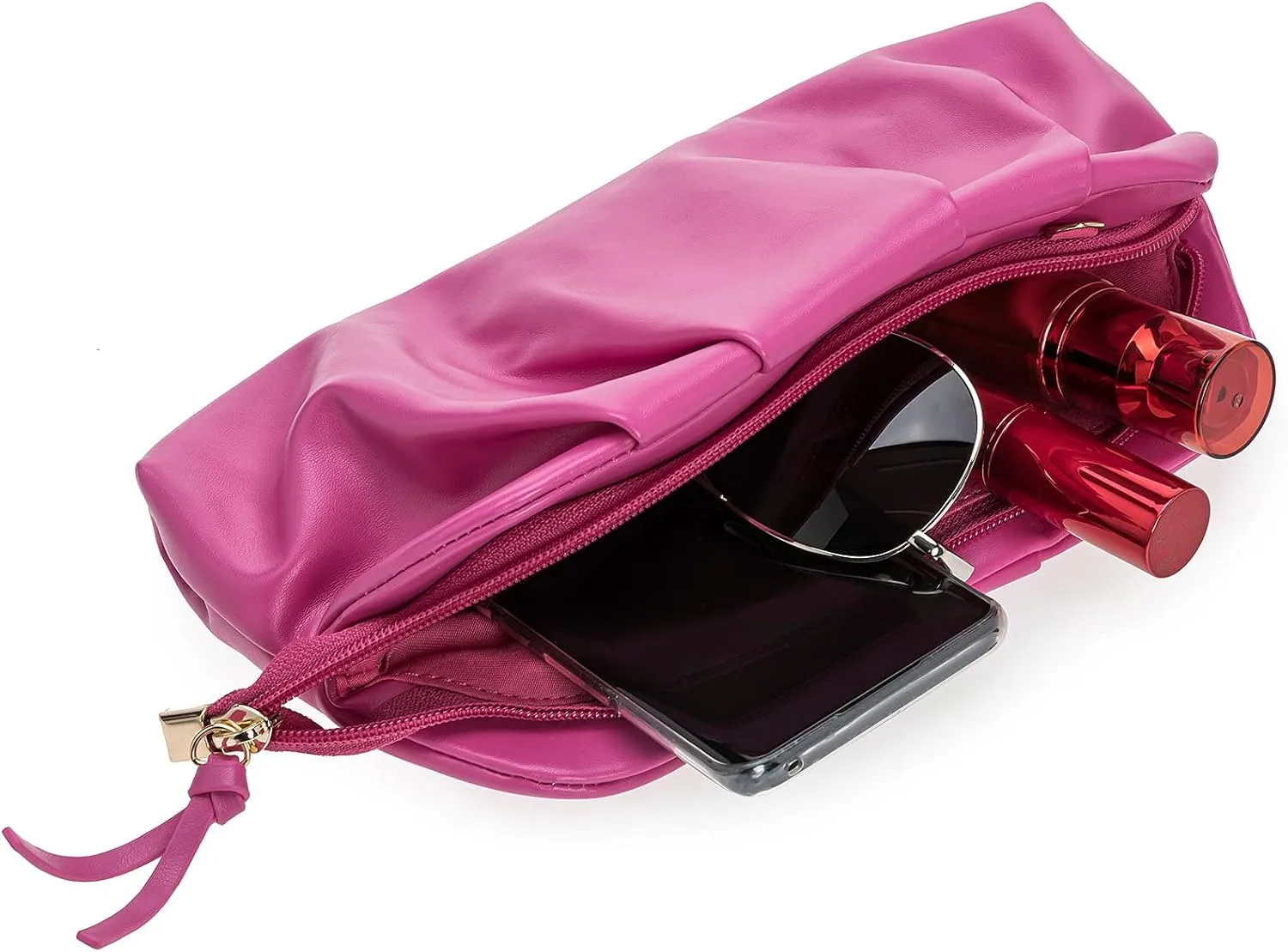 CHARMING TAILOR Chic Soft Vegan Leather Clutch Bag Dressy Pleated PU Evening Purse for Women