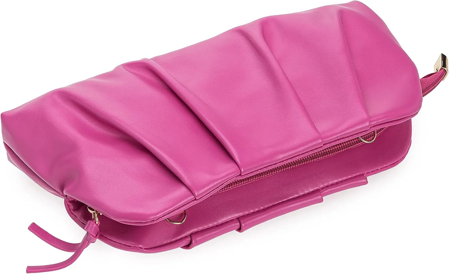 CHARMING TAILOR Chic Soft Vegan Leather Clutch Bag Dressy Pleated PU Evening Purse for Women