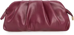 CHARMING TAILOR Chic Soft Vegan Leather Clutch Bag Dressy Pleated PU Evening Purse for Women