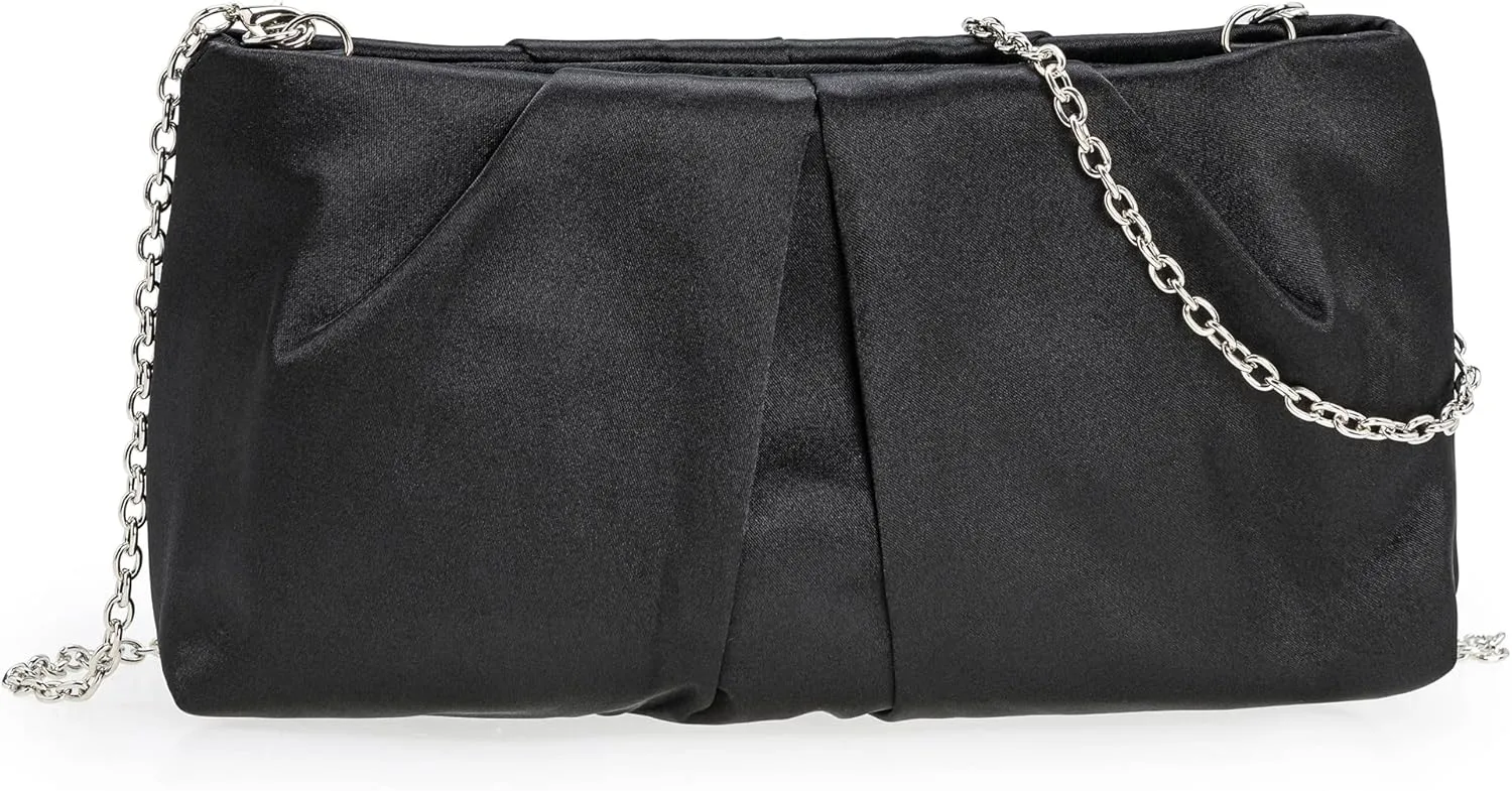 CHARMING TAILOR Evening Bag Women Wedding Party Handbag Small Dressy Formal Purse Pleated Satin Clutch