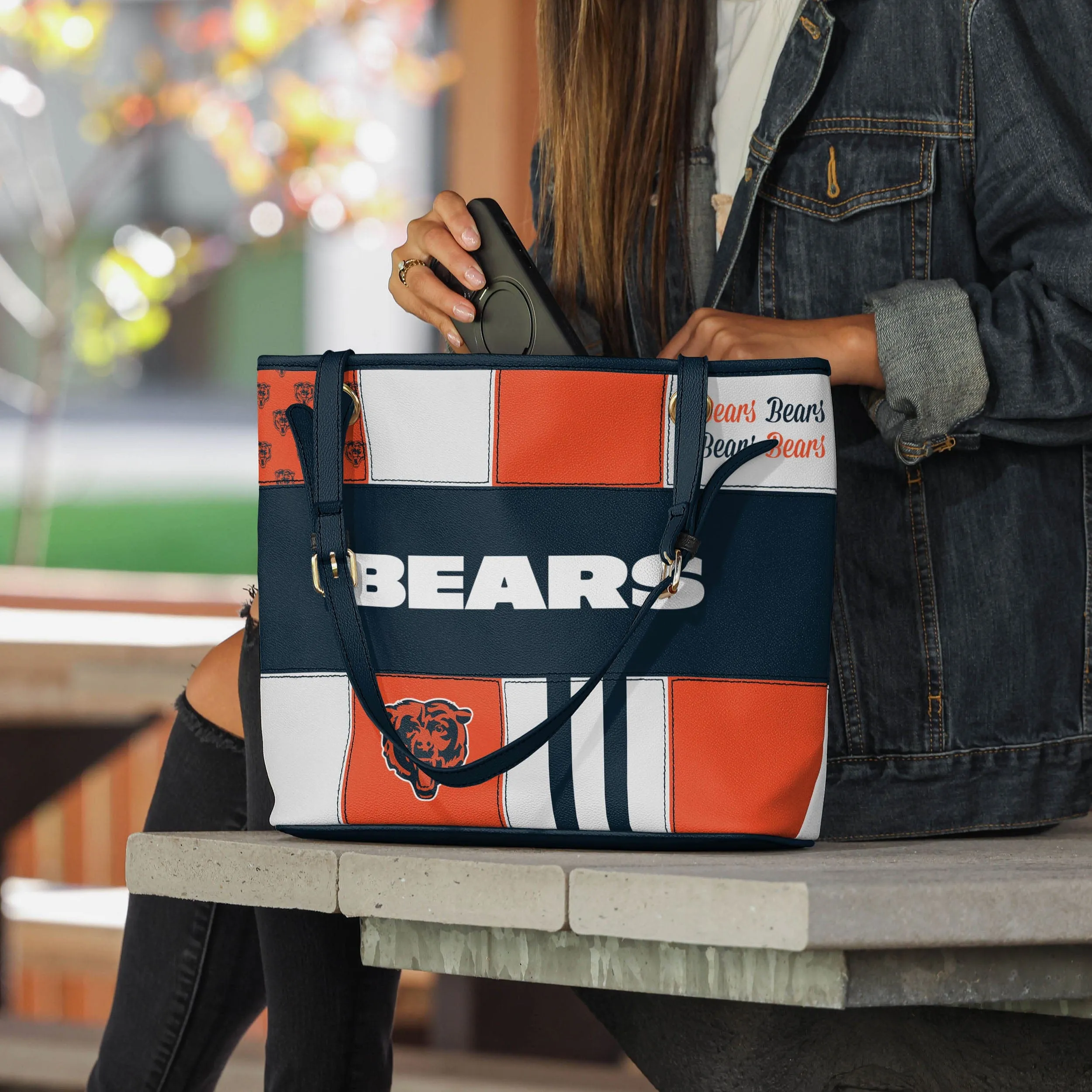 Chicago Bears Printed Collage Tote