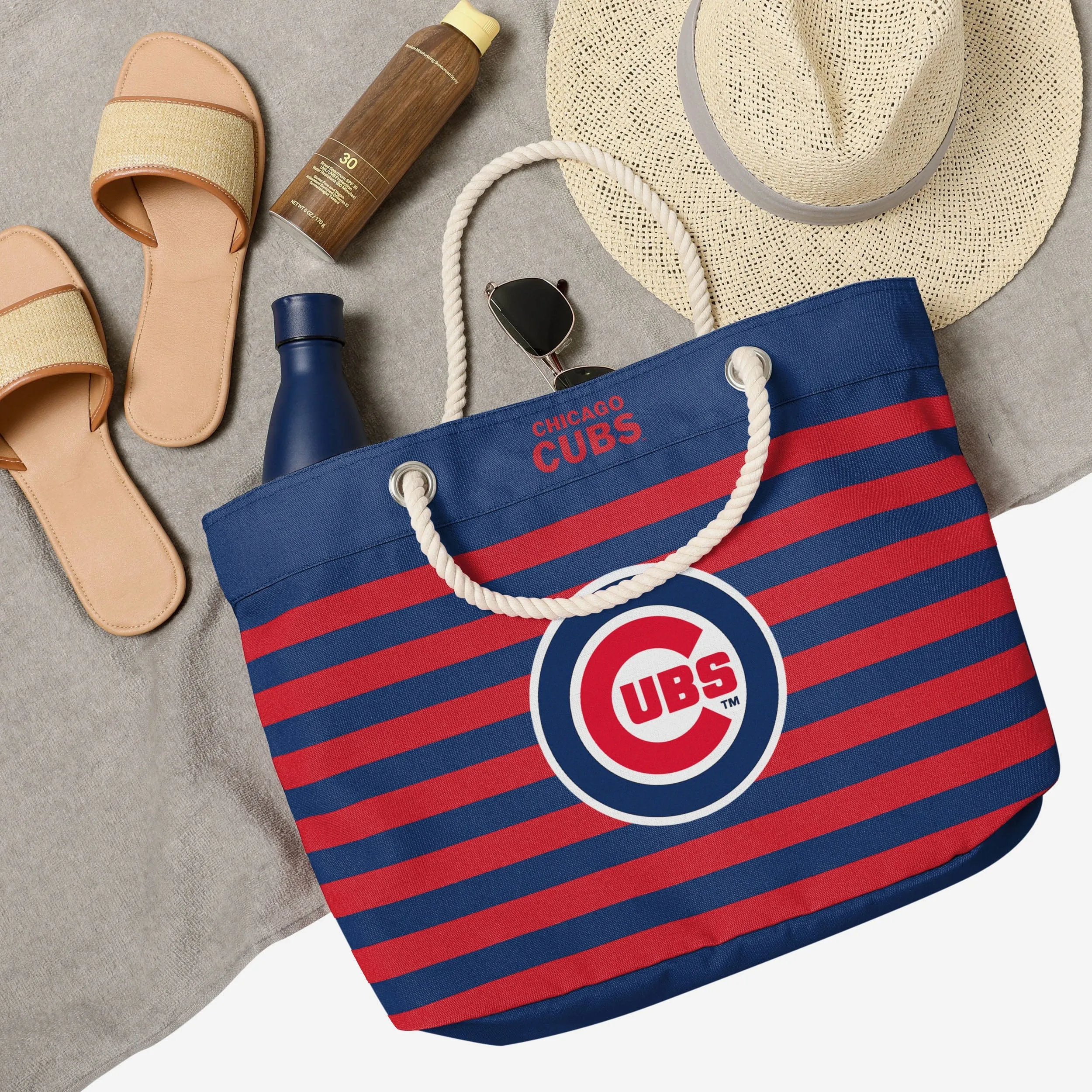 Chicago Cubs Nautical Stripe Tote Bag