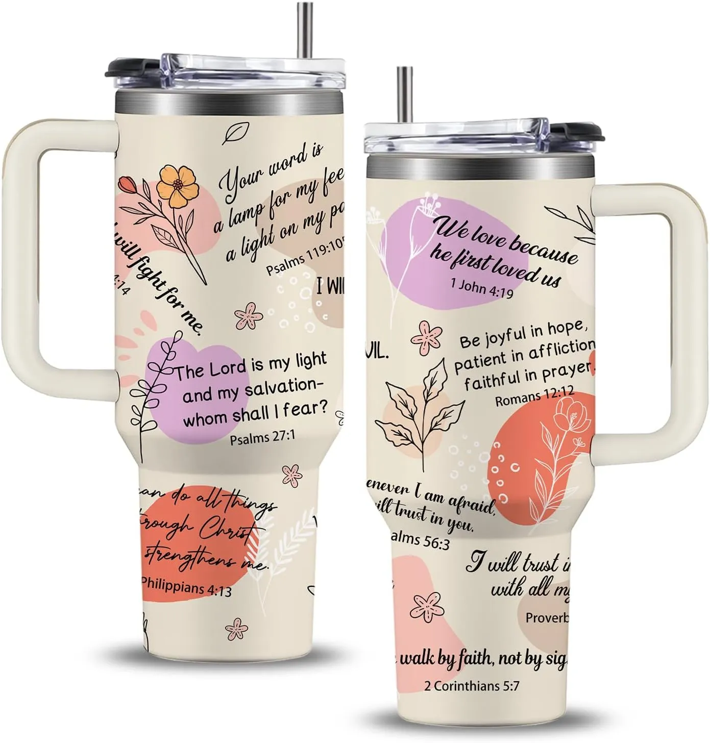 Christian Gifts for Women - Faith Bible Verse Gifts Baptism Tumbler - Inspirational Religious Birthday Gift for Women - Catholic Spiritual Christmas Gift Coffee Cup for Girl Friends 40oz