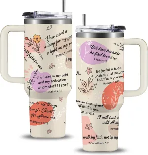 Christian Gifts for Women - Faith Bible Verse Gifts Baptism Tumbler - Inspirational Religious Birthday Gift for Women - Catholic Spiritual Christmas Gift Coffee Cup for Girl Friends 40oz
