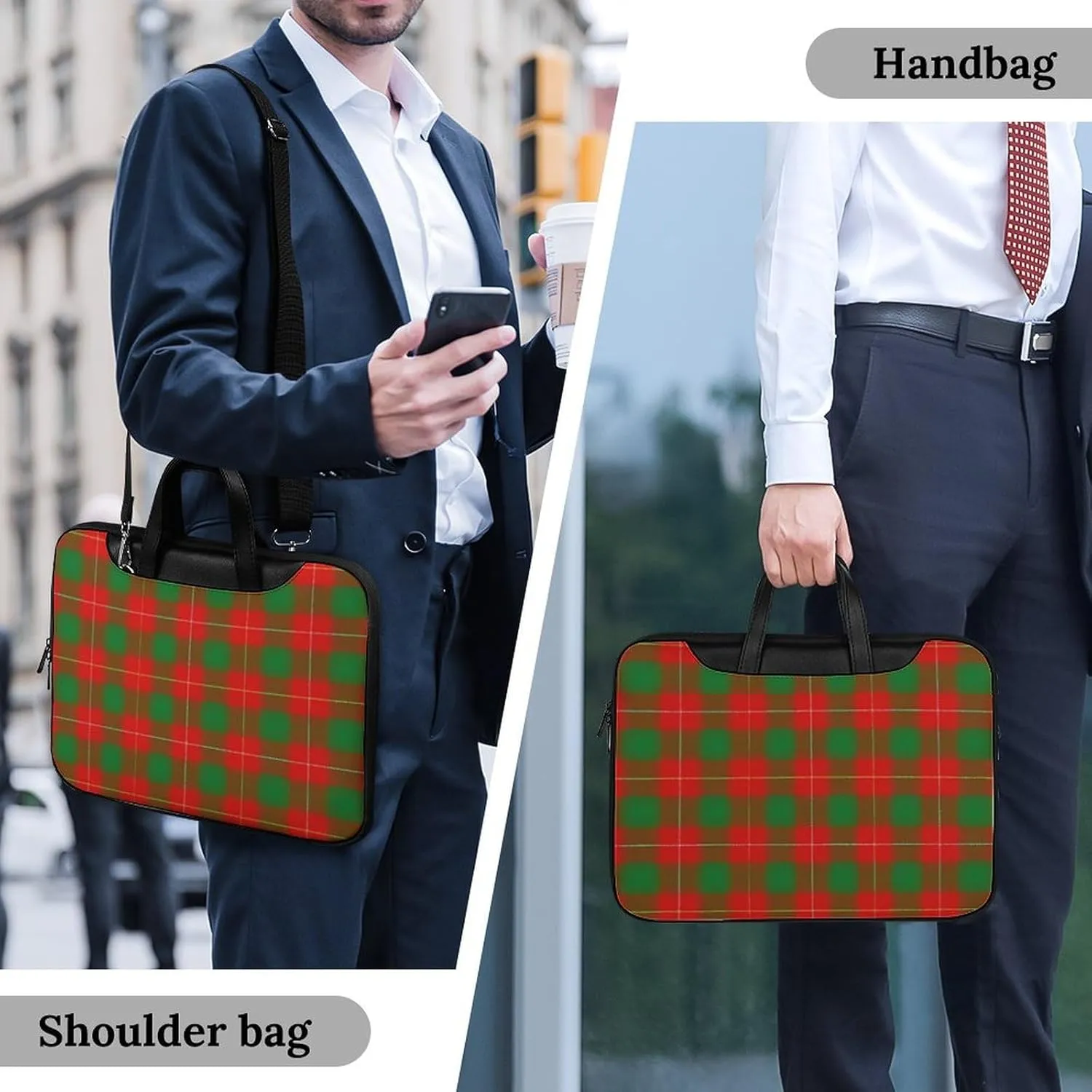 Clan Rutherford Tartan Handheld Single Shoulder Crossbody Laptop Bag Unisex