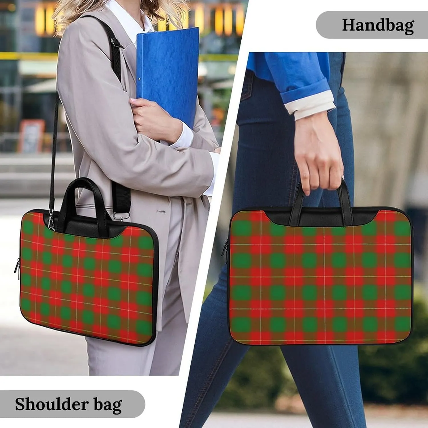 Clan Rutherford Tartan Handheld Single Shoulder Crossbody Laptop Bag Unisex