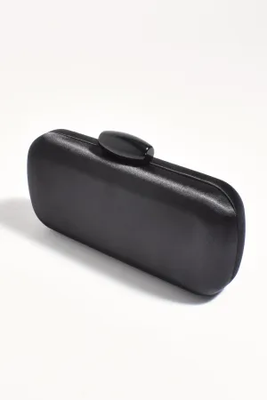 Claudette Satin Structured Clutch (Black)