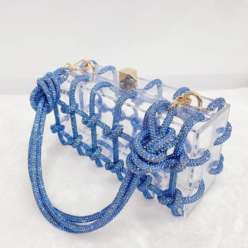 Clear Acrylic Bag Rhinestone Acrylic Clutch Crystal Evening Purses for Women Glitter Handbag for Wedding Cocktail Party Prom