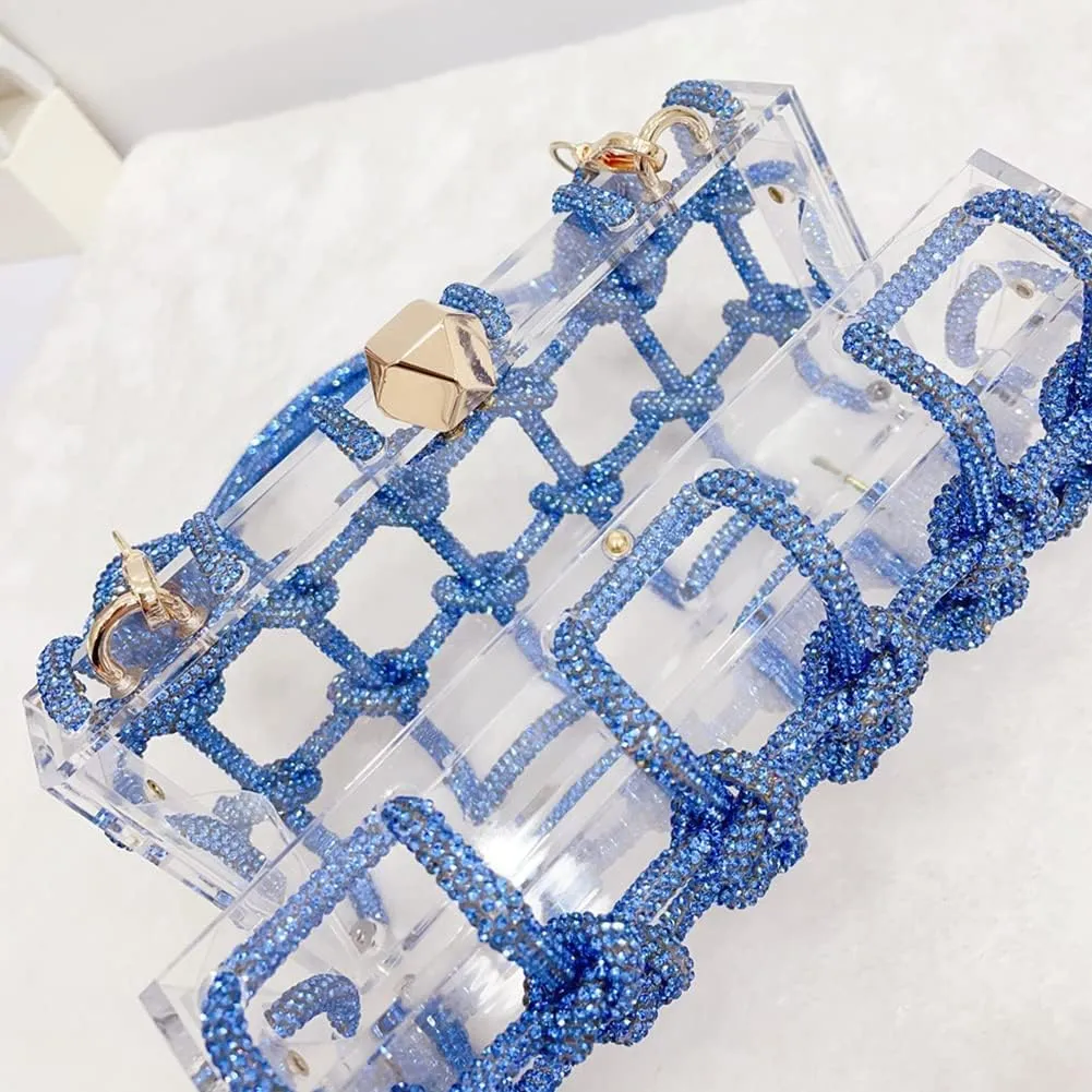 Clear Acrylic Bag Rhinestone Acrylic Clutch Crystal Evening Purses for Women Glitter Handbag for Wedding Cocktail Party Prom