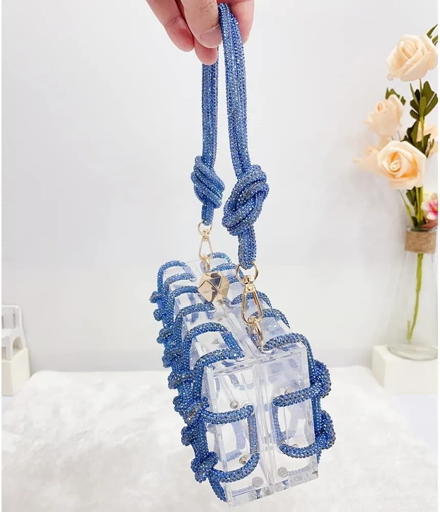 Clear Acrylic Bag Rhinestone Acrylic Clutch Crystal Evening Purses for Women Glitter Handbag for Wedding Cocktail Party Prom