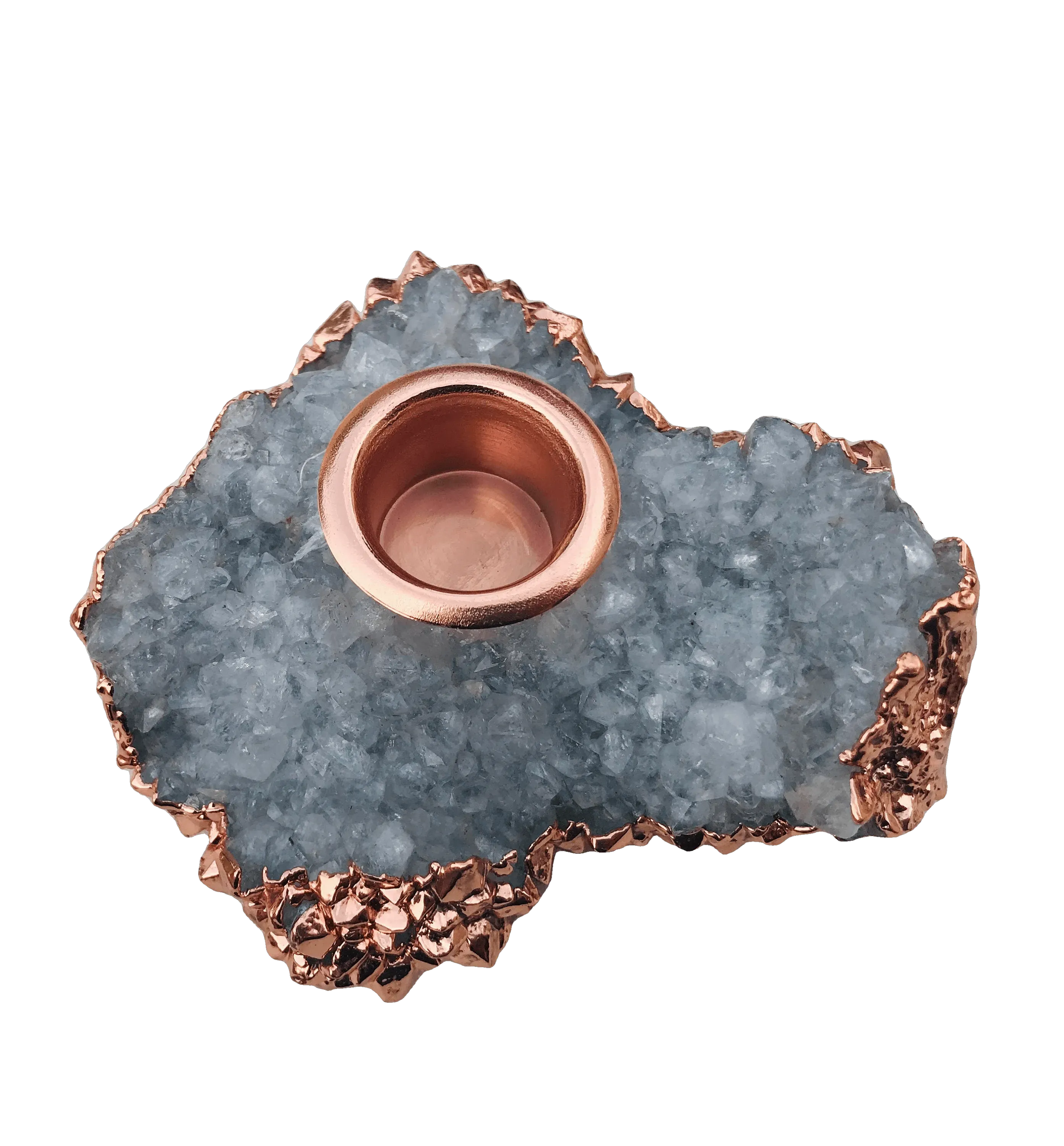 Clear Quartz Agate Gemstone Taper Candle Holder