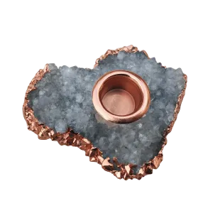 Clear Quartz Agate Gemstone Taper Candle Holder
