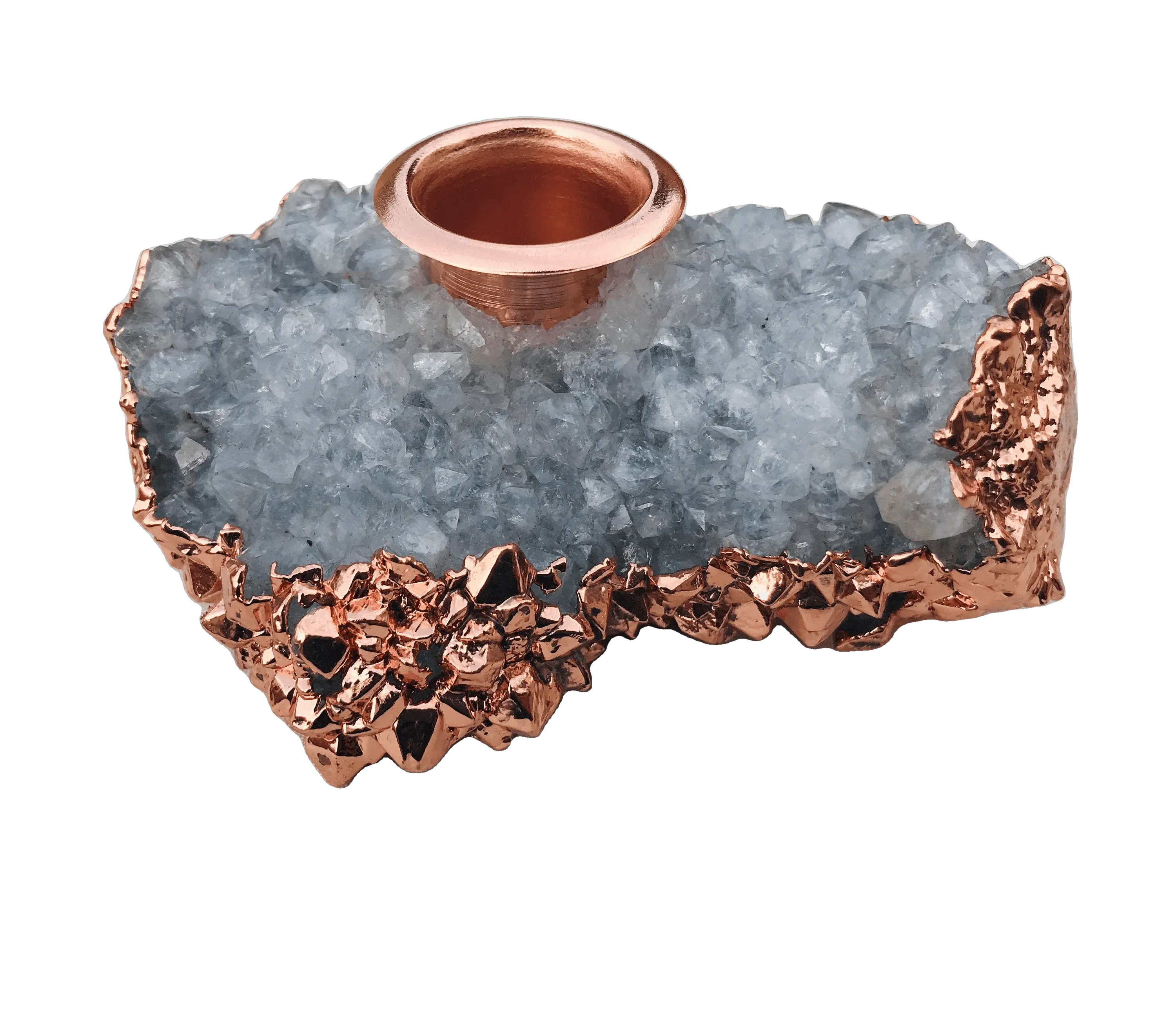 Clear Quartz Agate Gemstone Taper Candle Holder