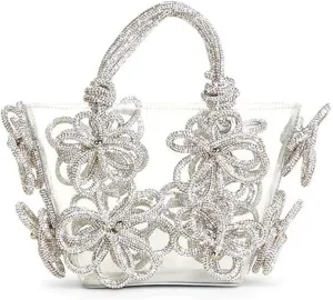 Clear Rhinestone Handbag for Women Crystal Evening Purses with Handle Glitter Handbag for Wedding Party Prom