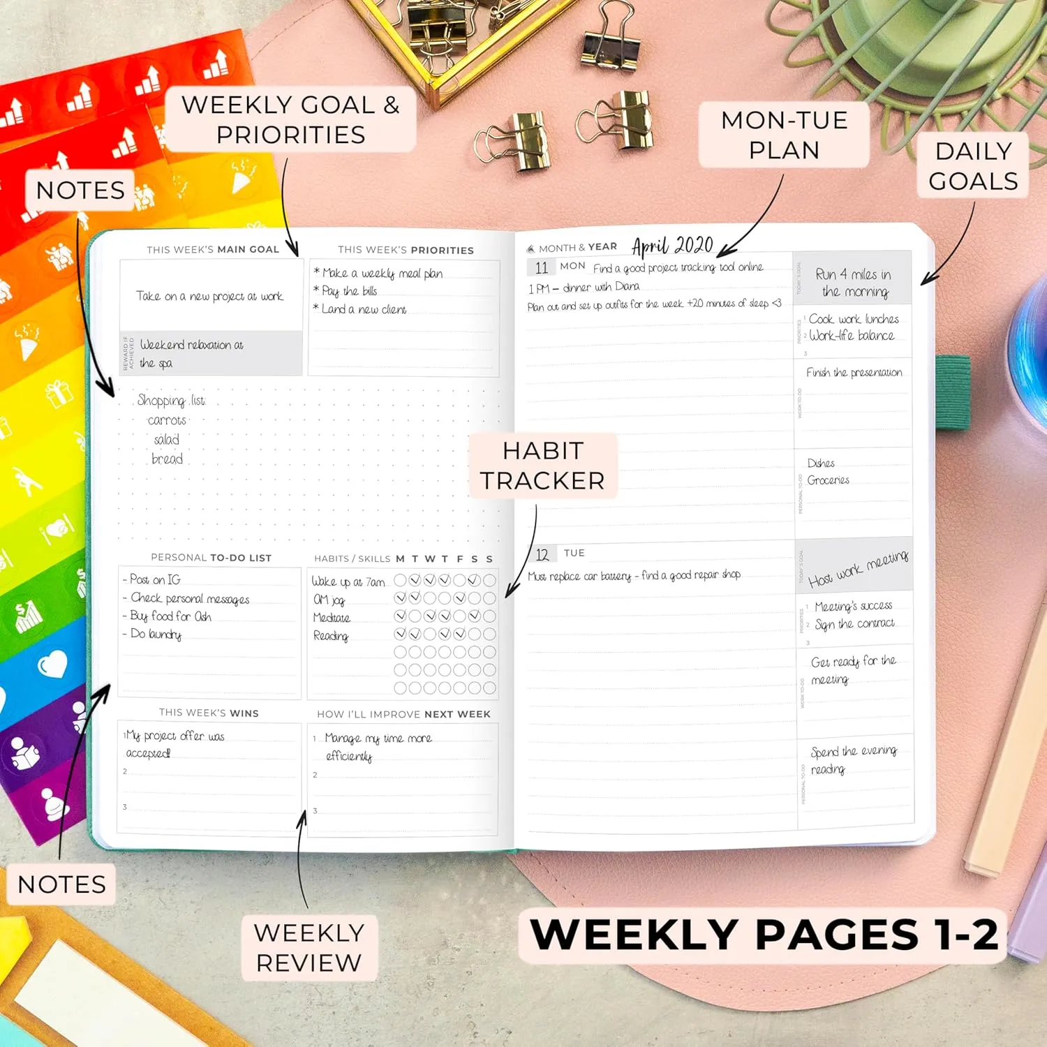 Clever Fox Advanced Weekly Planner – Undated Weekly & Monthly Life Goal Planner for Daily Productivity, Time Management and Hit Your Goals – Day Organizer Journal – Hardcover A5, Turquoise