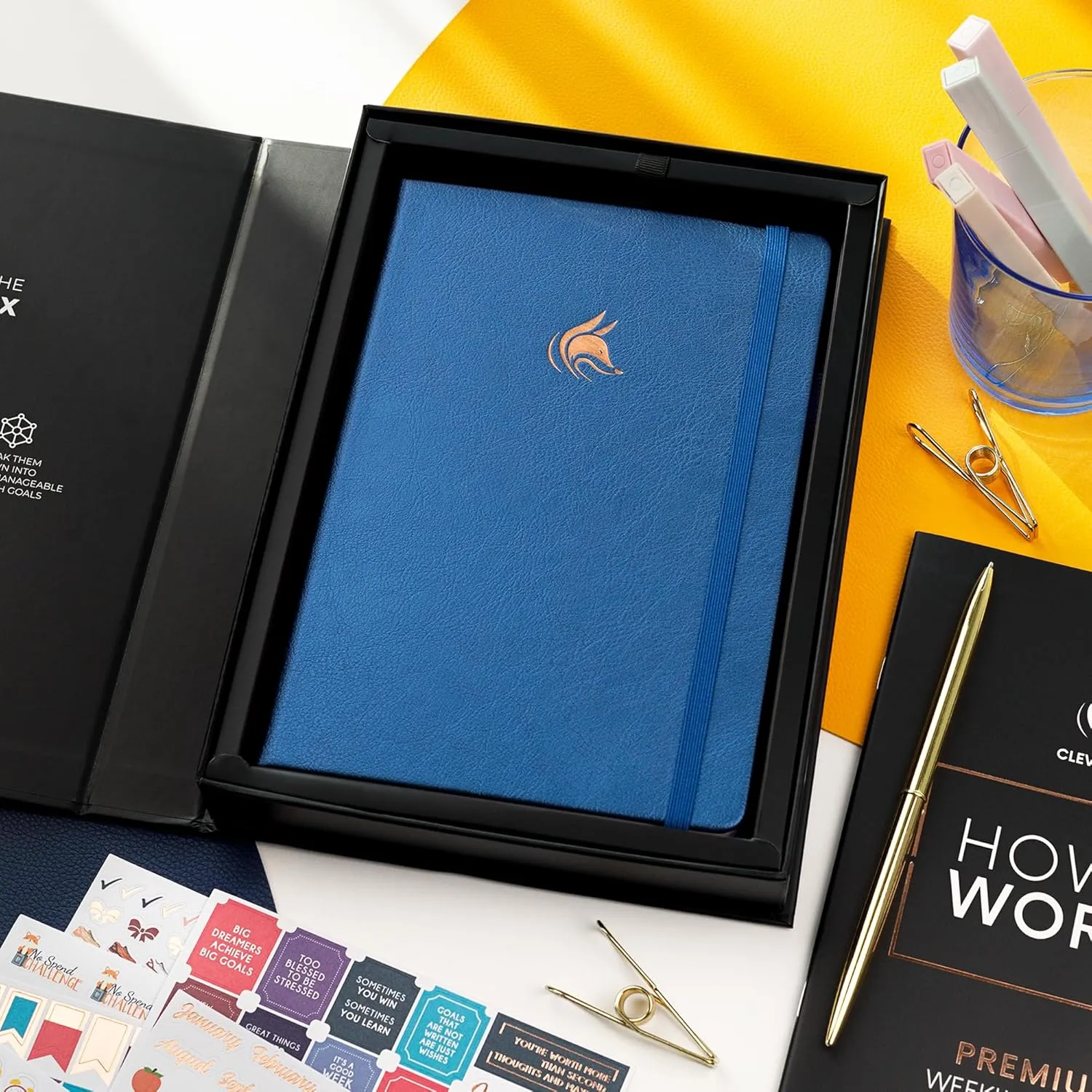 Clever Fox Planner Premium Edition – Undated Luxurious Weekly & Monthly Planner to Increase Productivity and Hit Your Goals – Organizer – Start Anytime, A5, Lasts 1 Year, Mystic Blue (Weekly)