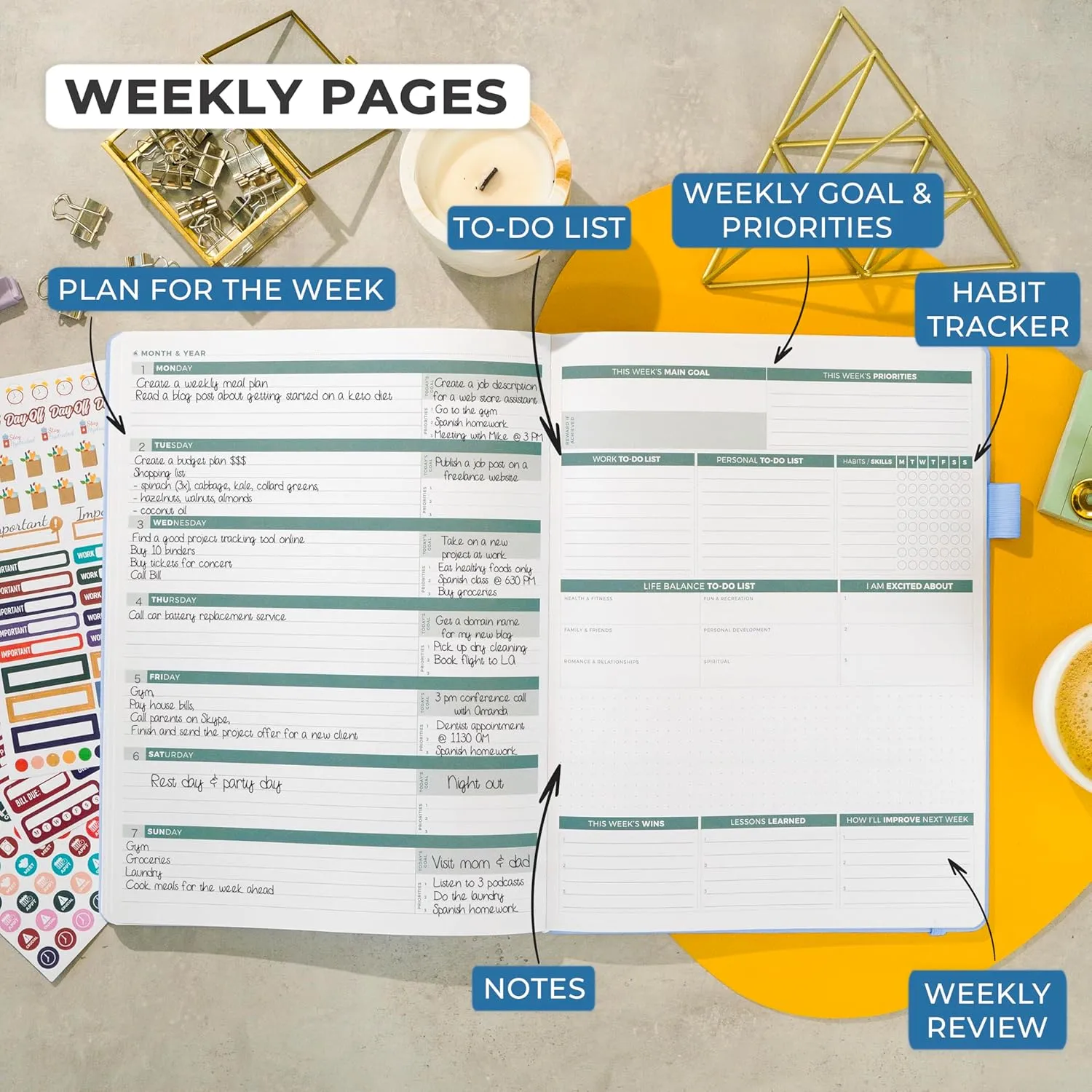Clever Fox Planner PRO 2nd Edition – Undated Weekly Agenda Planner for Setting Goals, Tasks & Time Management – Life Organizer with to-do Lists & Habit Trackers – Large, 8.5x11″ (Periwinkle)