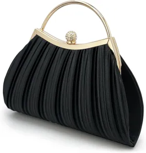 Clutch Purses for Women Evening Bags With Detachable Chain Strap for Cocktail Party Wedding with Pleated
