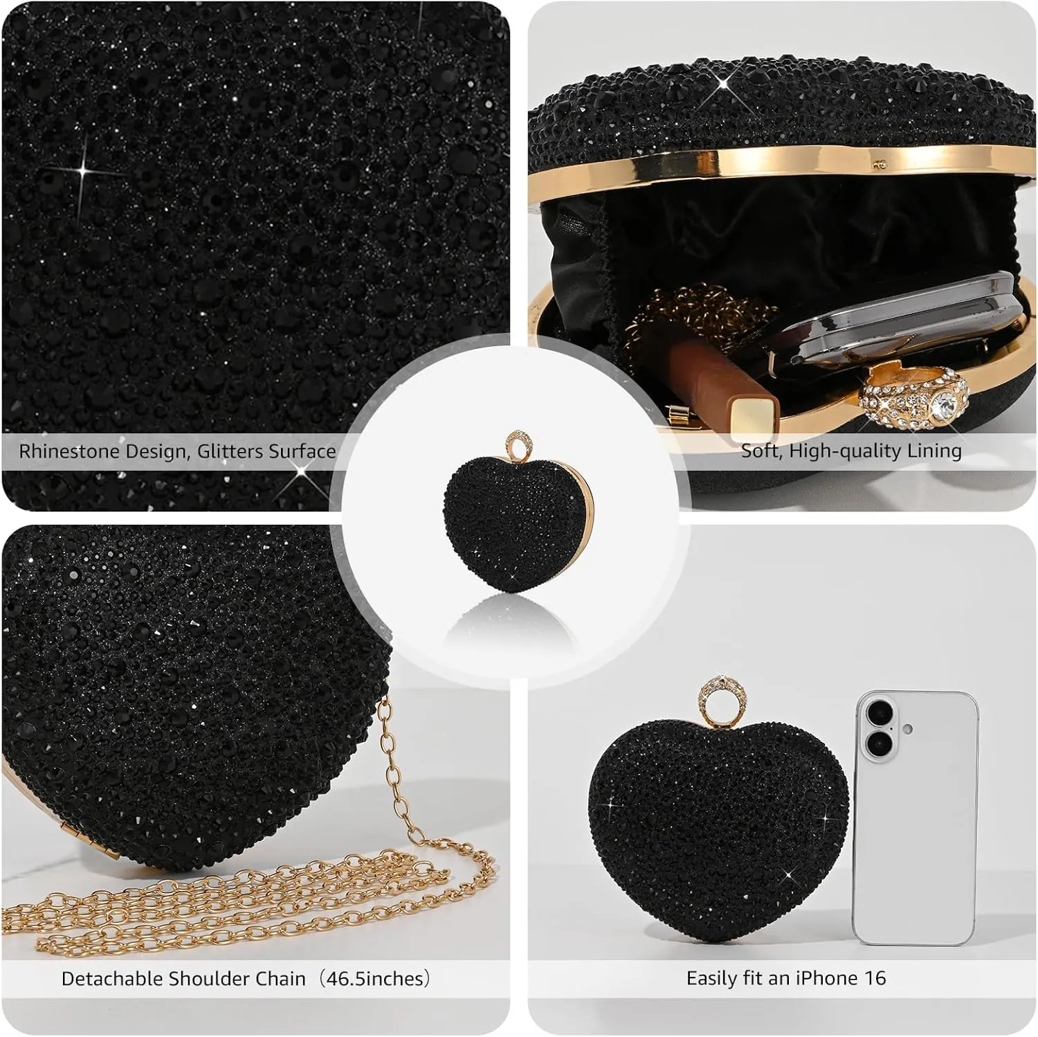 Clutch Purses for Women Formal Evening Bag Handbags for Wedding Party Sparkly Cocktail Clutch Crossbody Shoulder Bag