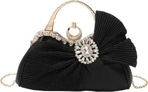 Clutch Purses for Women Rhinestone Evening Handbag Bridal Wedding Prom Purse Formal Party Bow Tie Clutch for Women